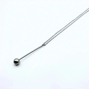 𝅺long bead  - Silver Necklace
